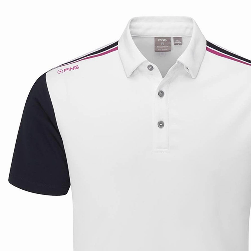 Ping Malvern Polo Shirt - White/Navy Light and Soft