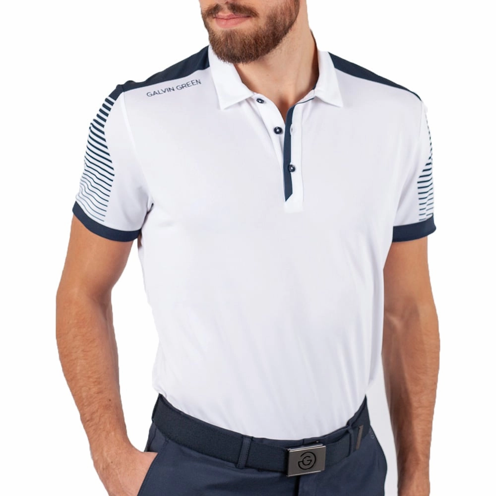 Galvin Green Marcus Polo Shirt V8  - White/Navy Daily Trend