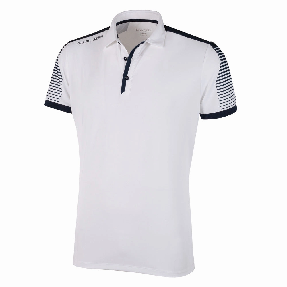 Fun and Comfortable Basic Top Galvin Green Marcus Polo Shirt V8  - White/Navy