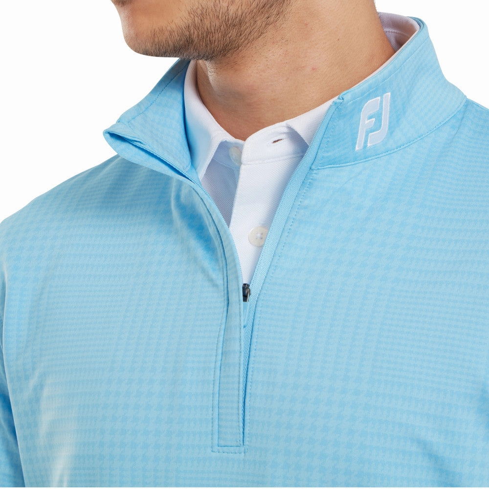 FootJoy Glen Plaid Print Chillout Pullover - Blue Sky Bold Print