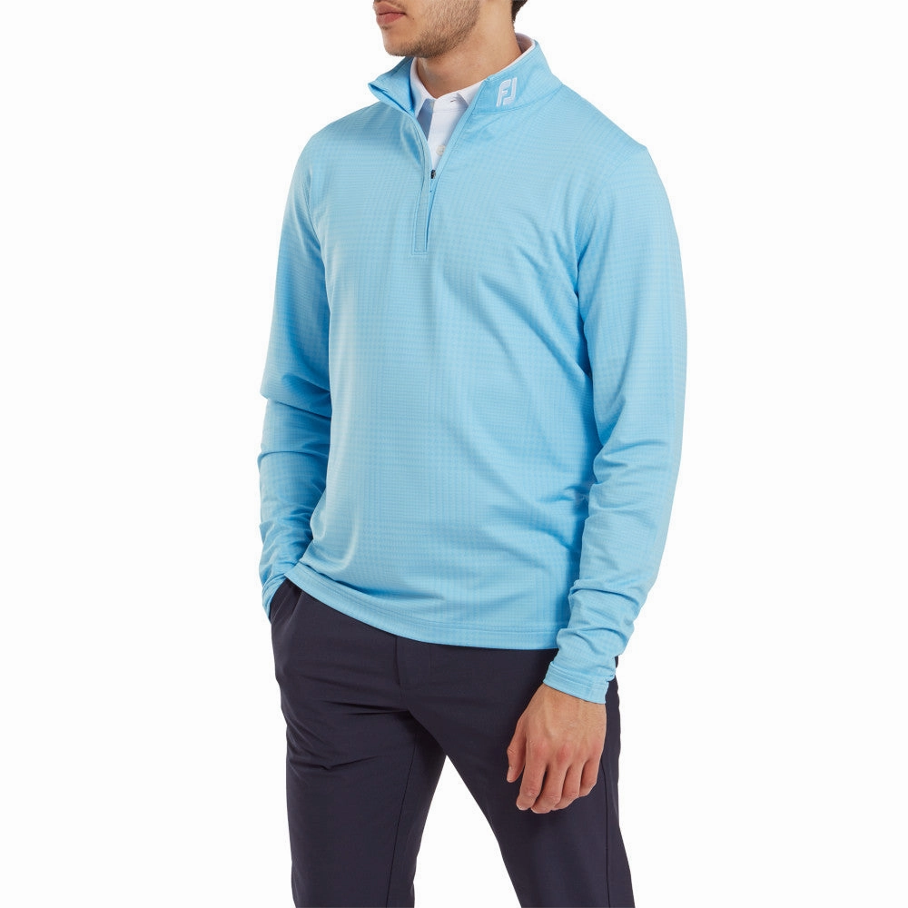 Minimal Fashion Performance Ready FootJoy Glen Plaid Print Chillout Pullover - Blue Sky