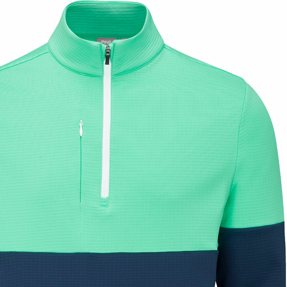 aesthetic features Tall Ping Nexus 1/4 Zip SensorWarm Pullover - Oxford Blue/Aquarius