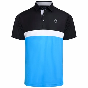 Anti-static Ultimate Wear Puma Pure Colorblock Polo Shirt - Black/Aqua Blue