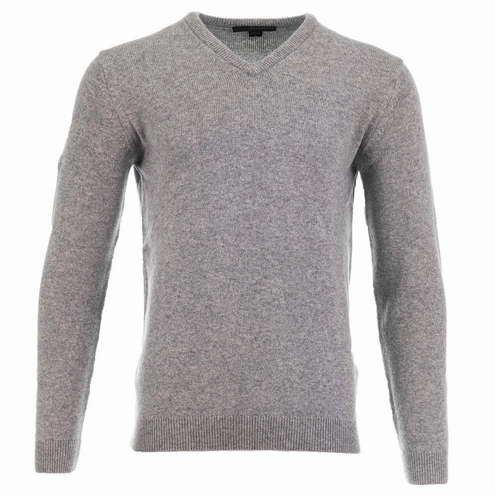 Layered Greg Norman by ProQuip Lambswool Water Repellent V-Neck Golf Sweater - Grey