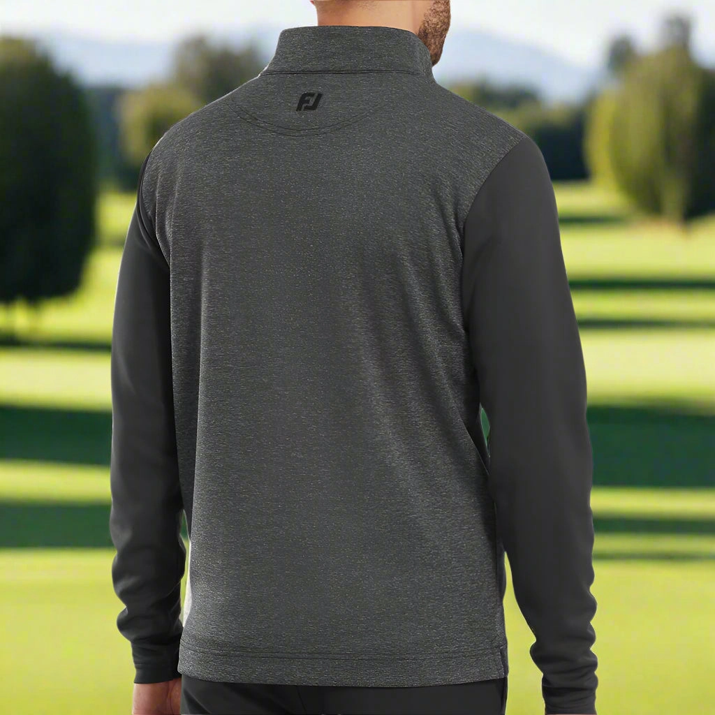 FootJoy Tonal Heather Chill-Out Pullover - Black Cuffed Sleeves