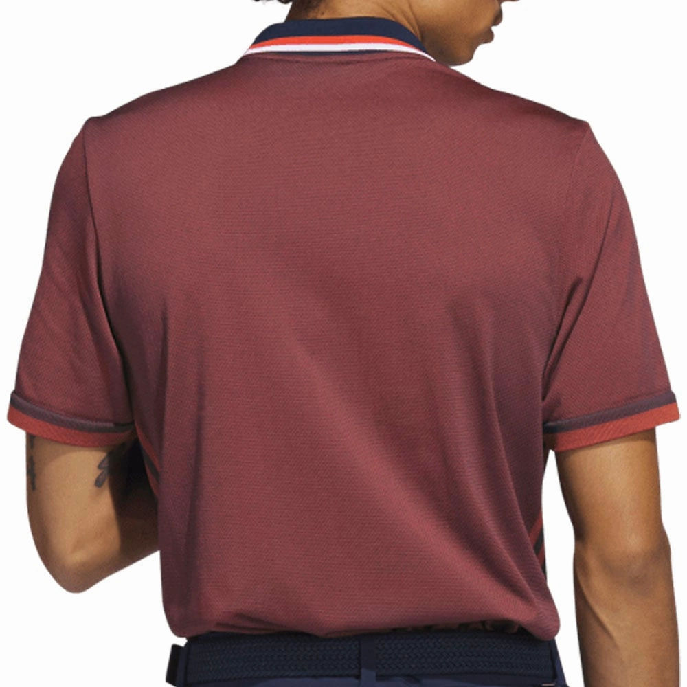 Curved Hem adidas Primeknit Polo Shirt - Collegiate Navy/Preloved Red