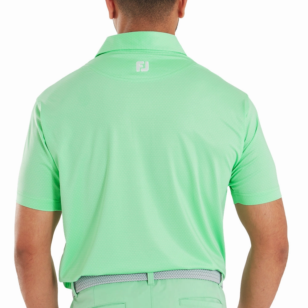 FootJoy Abacus Print Lisle Polo Shirt - Seafoam Lightweight Comfort Wear