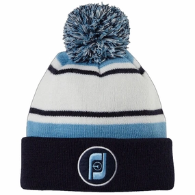 FootJoy Heritage Pom Pom Beanie Hat - Navy/White/Light Blue Relax Vibe Active Essential