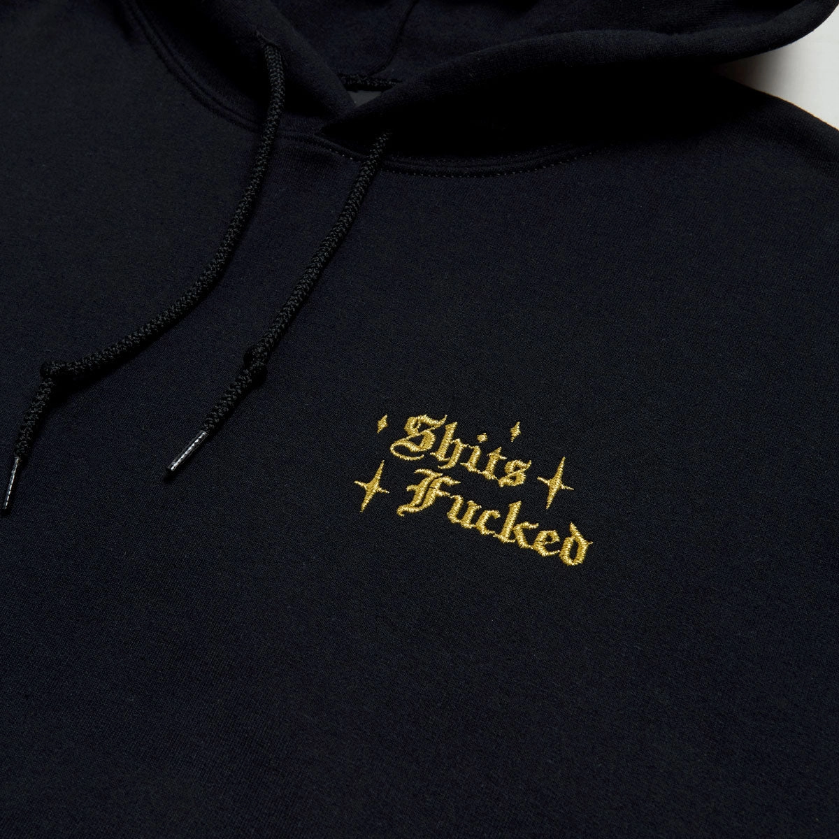 Sporty Edge Pearl details Designer Trash Mini Fucked Hoodie - Black