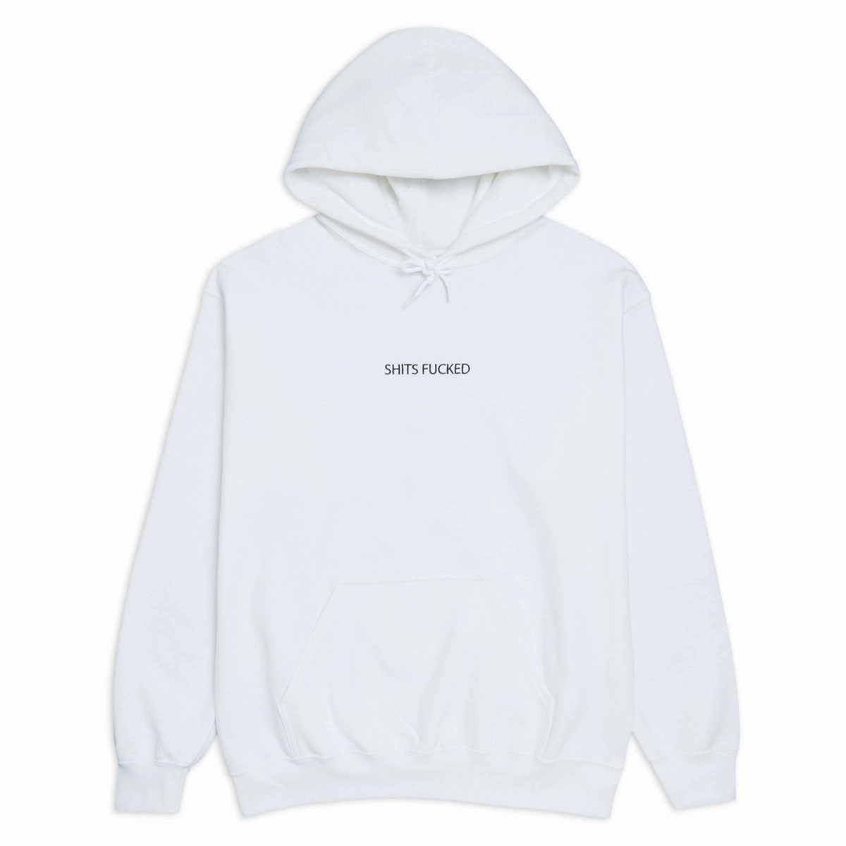 Designer Trash Shits Fucked Hoodie - White Waffle Knit Texture