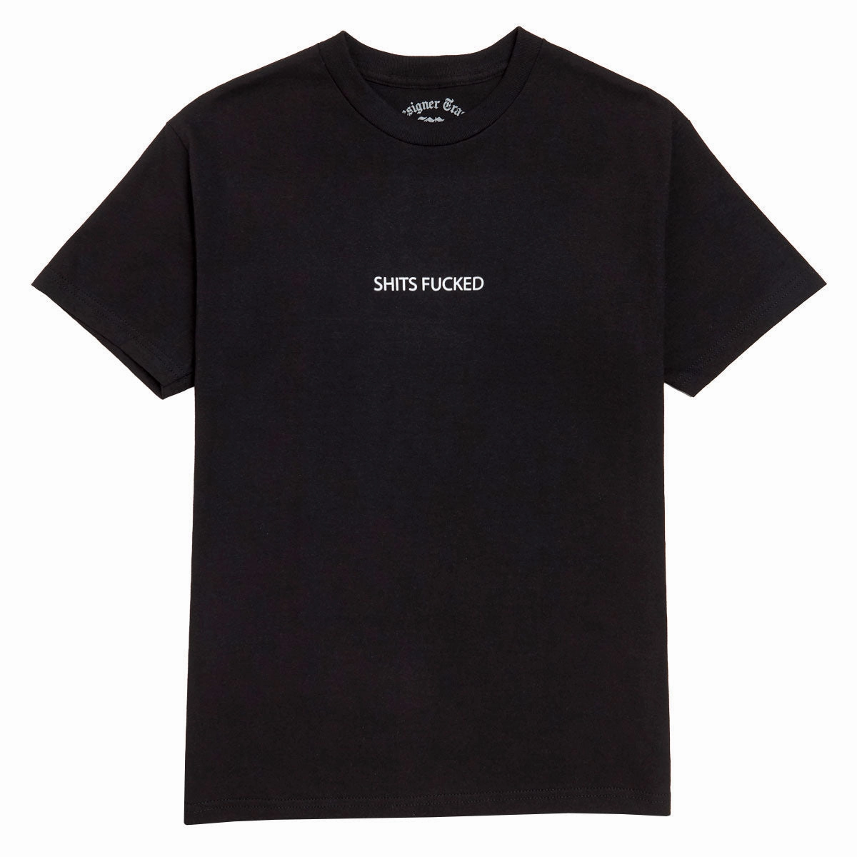 Designer Trash Shits Fucked T-Shirt - Black Micro Perforation