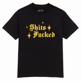 Designer Trash Sparkle T-Shirt - Black Basic Top Camping attire