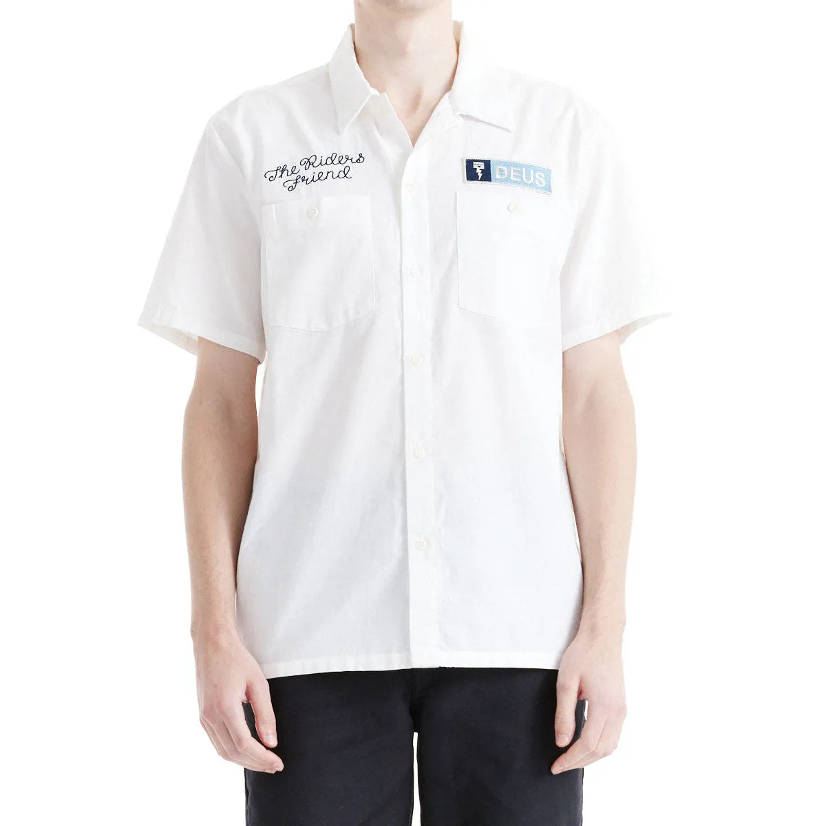 Deus Ex Machina Forecourt Shirt - Vintage White Smooth Stitch Pattern