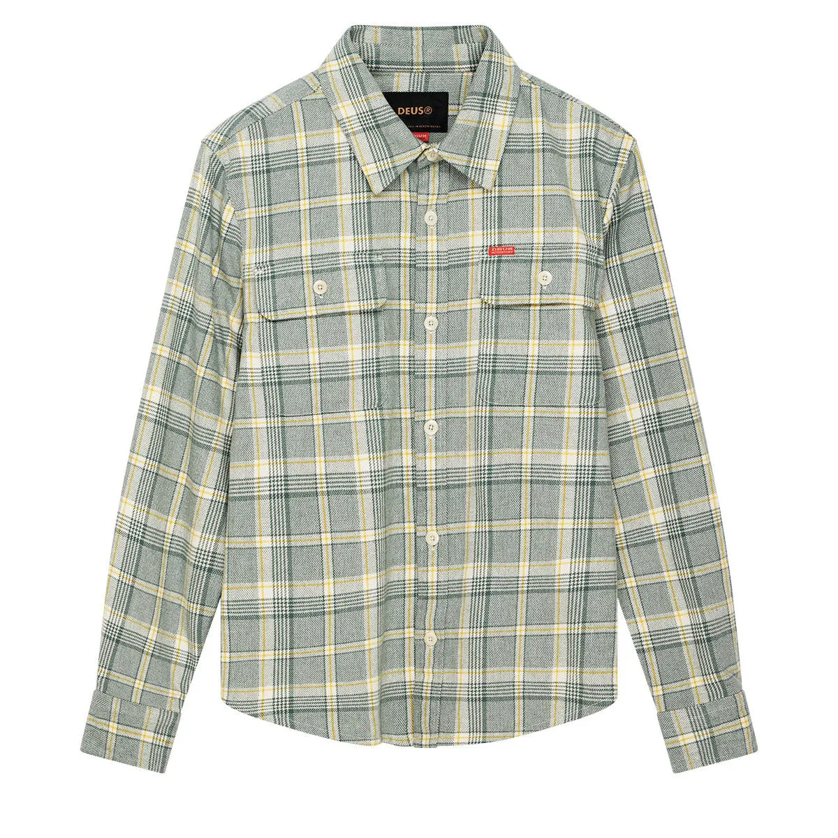 Deus Ex Machina Vacay Check Long Sleeve Shirt - Tendril Green Casual Sophistication