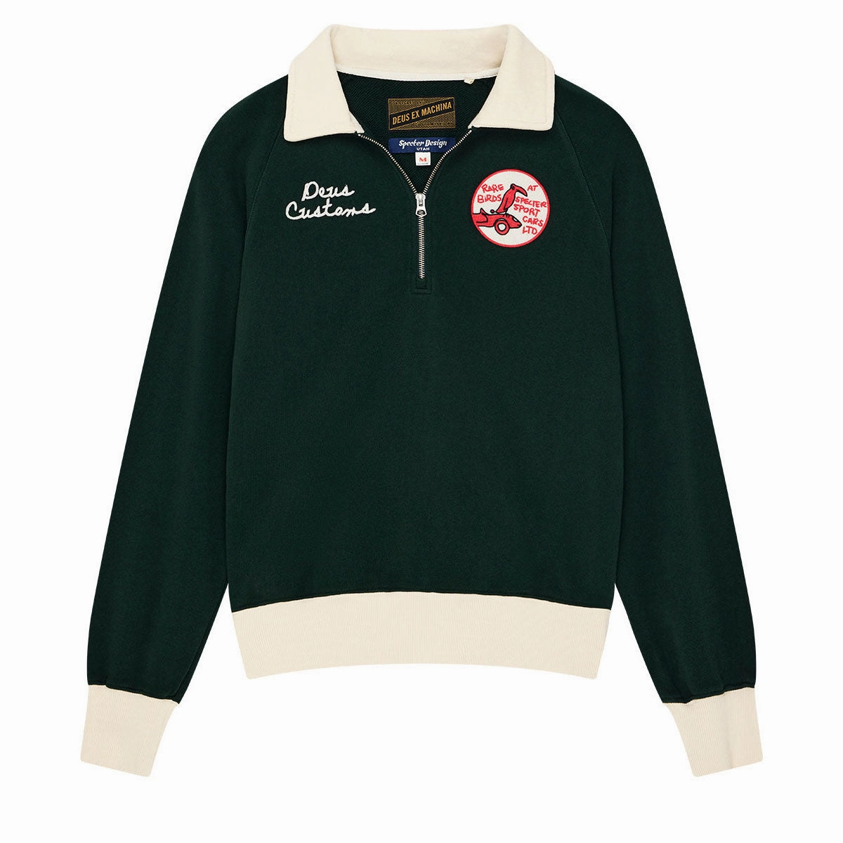 Deus Ex Machina Specter Zip Sweatshirt - Racing Green Artistic expression Frog like