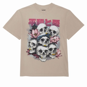 DGK Peace And Love T-Shirt - Tan Breathable Mesh Panels Wrinkle Resistant Texture