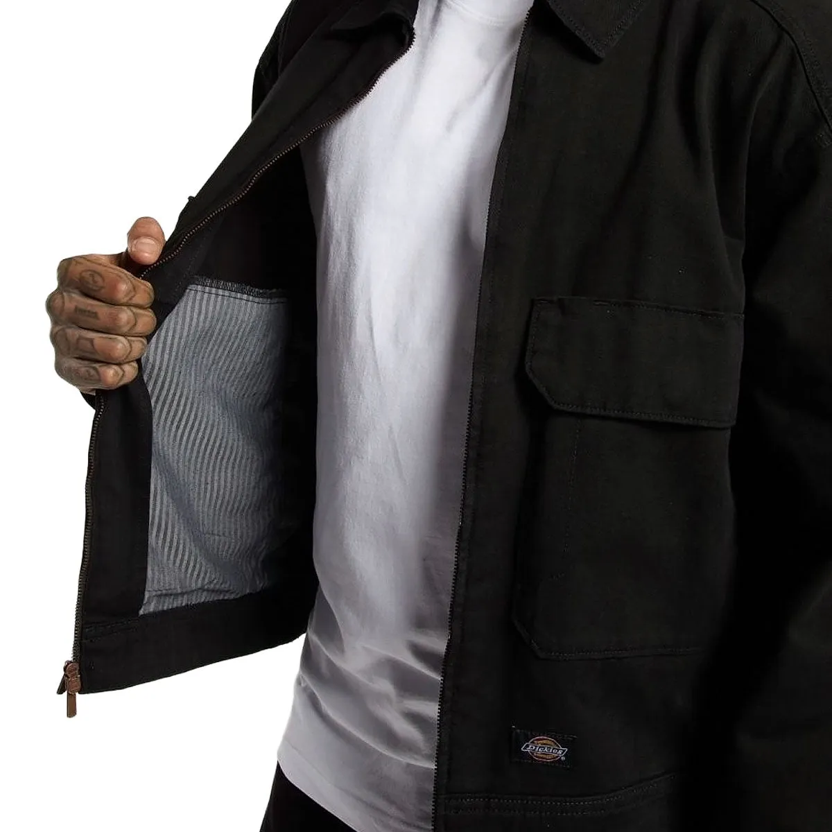 Dickies Fort Smith Trucker Jacket - Black Windproof Inner Layer Sleek Outdoor Look