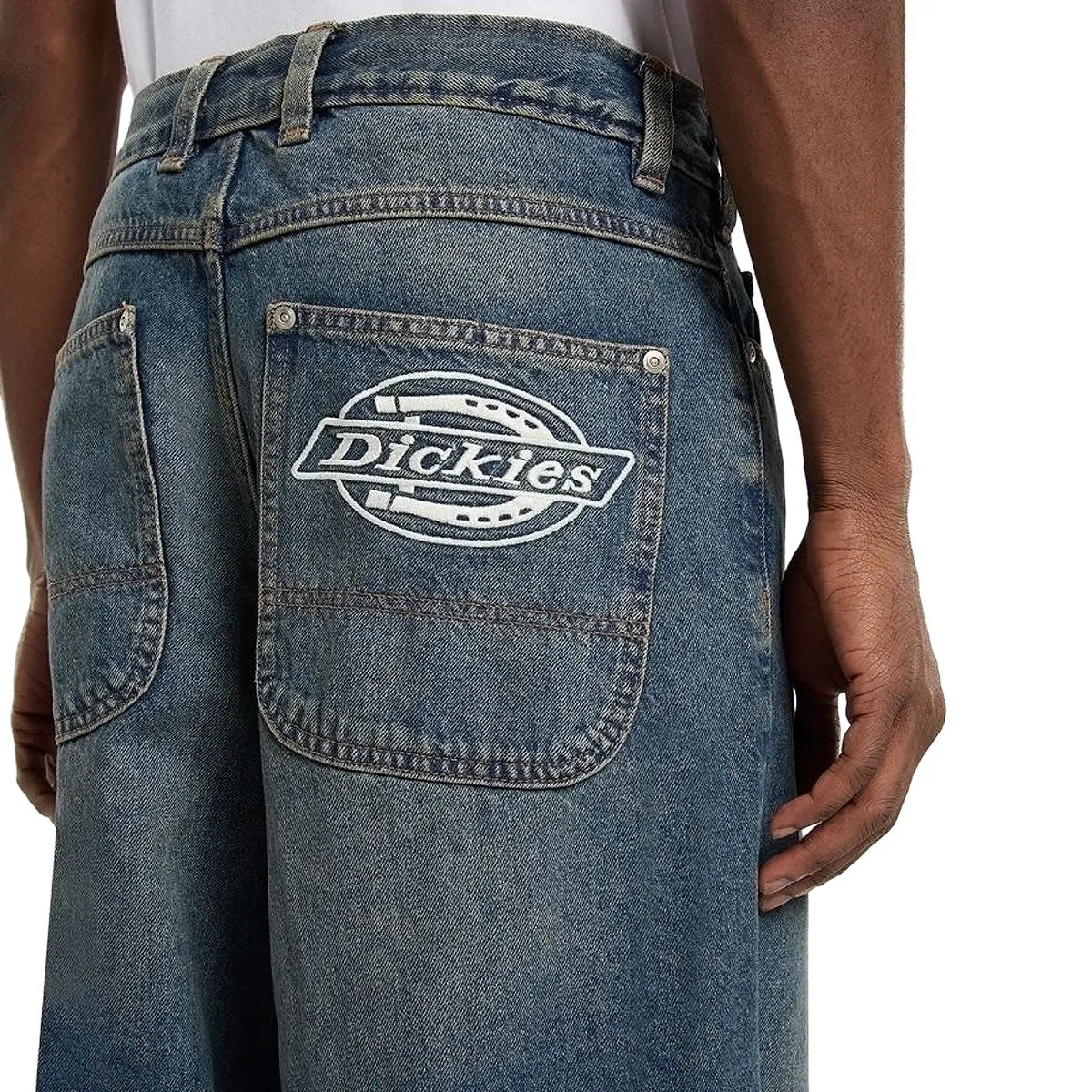 Dickies Hilham Denim Jeans - Khaki Tinited Blue Durable Hem Stay Active