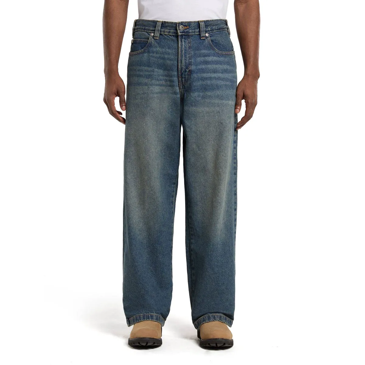 Abrasion Resistant Surface Dickies Hilham Denim Jeans - Khaki Tinited Blue