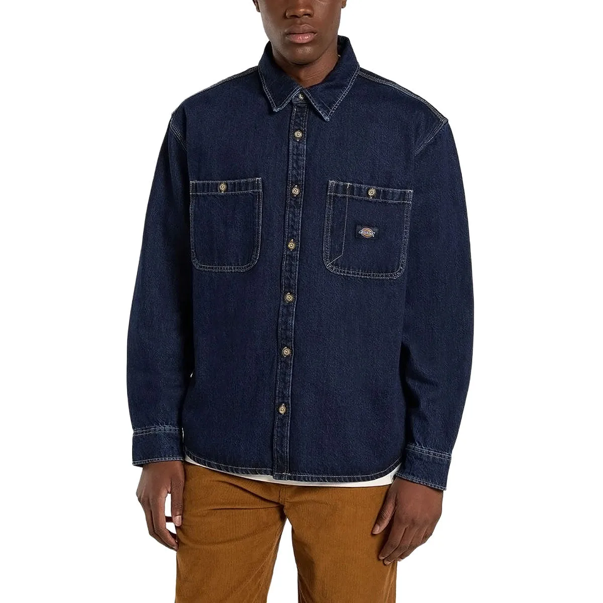 Dickies Mechanic Denim Long Sleeve Shirt - Dark Indigo Athletic Cut Personalized Touch