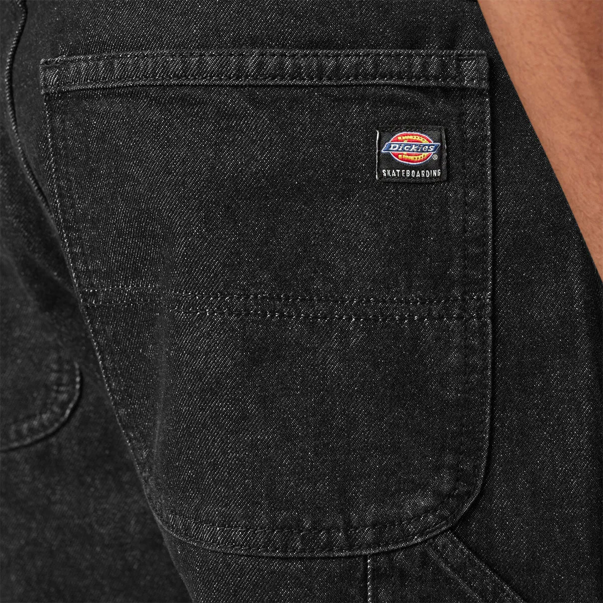 Tapered Leg Design Dickies Skate Denim Pants - Black