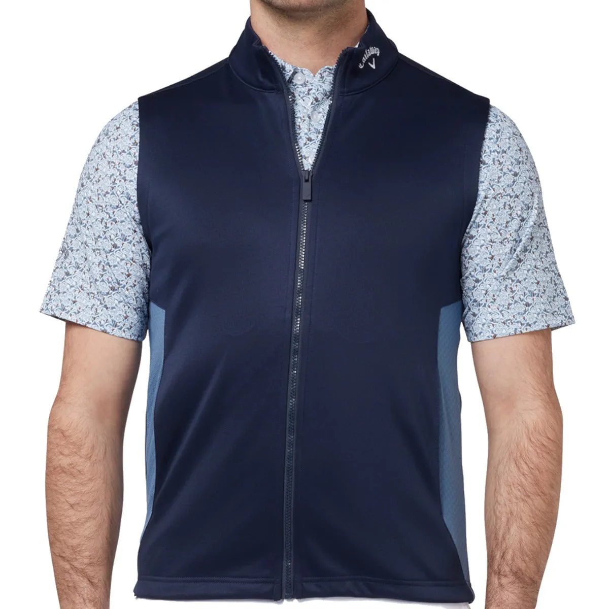 regular YKK Zipper Callaway Chev Textured Gilet - Peacoat