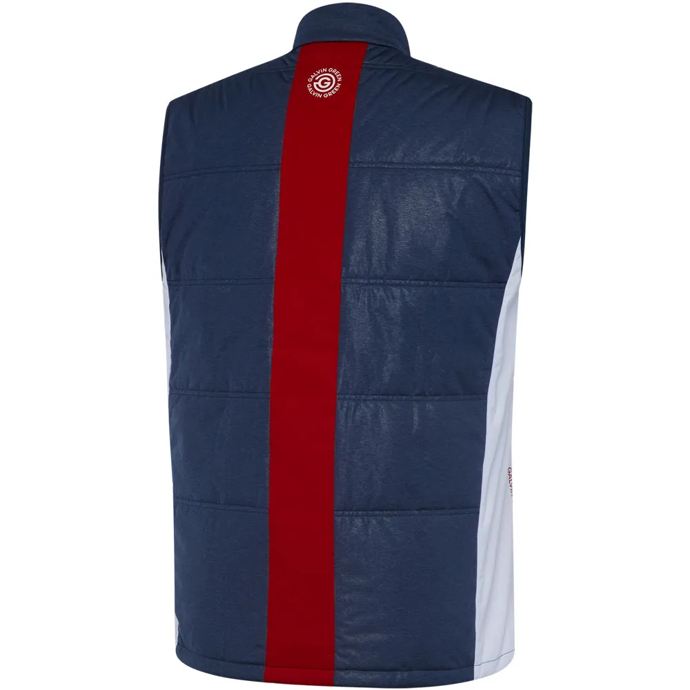 Galvin Green Lennox Windproof Water Resistant Gilet - Navy/White/Red Organic