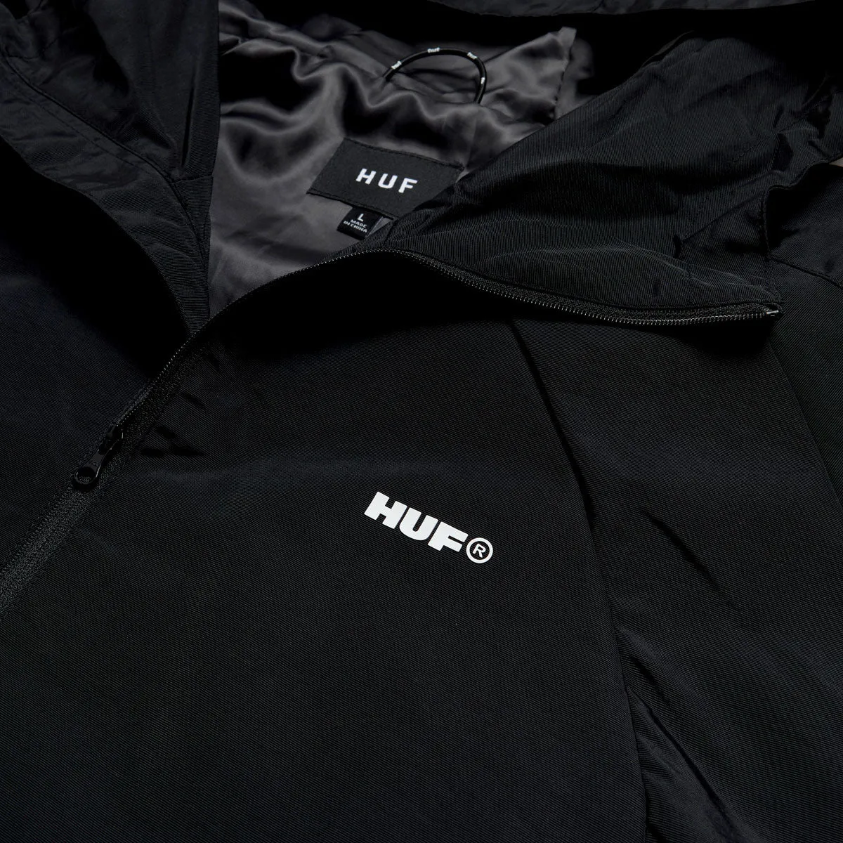 Adjustable Hem Lock System DurableOuterShell HUF All Caps Shell Jacket - Black