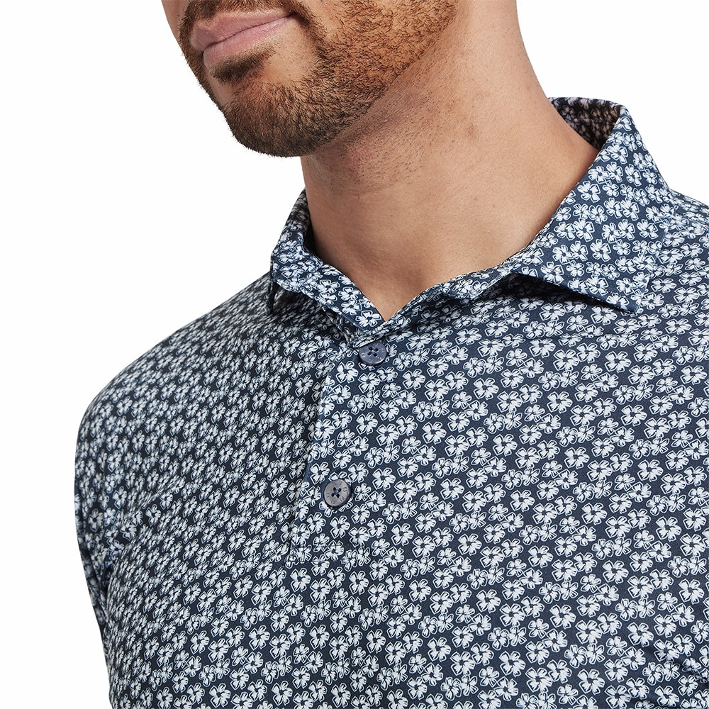 FootJoy Floral Sketch Print Lisle Polo Shirt - White/Navy Gym workout