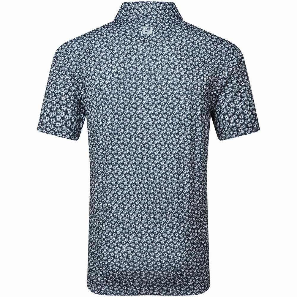 FootJoy Floral Sketch Print Lisle Polo Shirt - White/Navy Daily Style Trend proper length
