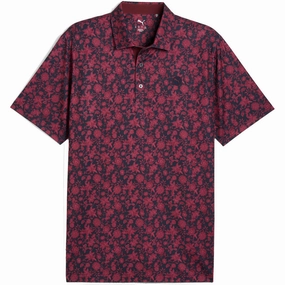 Puma Cloudspun Carmela Floral Polo Shirt - Deep Navy/Ruby Shimmer Soft and Stylish Easy Wear