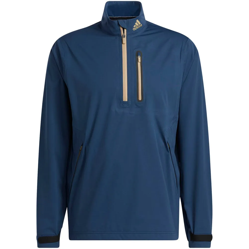 adidas RAIN.RDY 1/2 Zip Waterproof Jacket - Crew Navy Friction Resistant Windbreaker Style