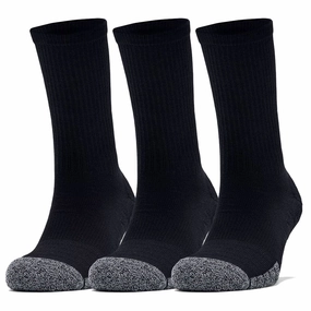 Under Armour Heatgear Crew Socks (3 Pack) - Black Herringbone