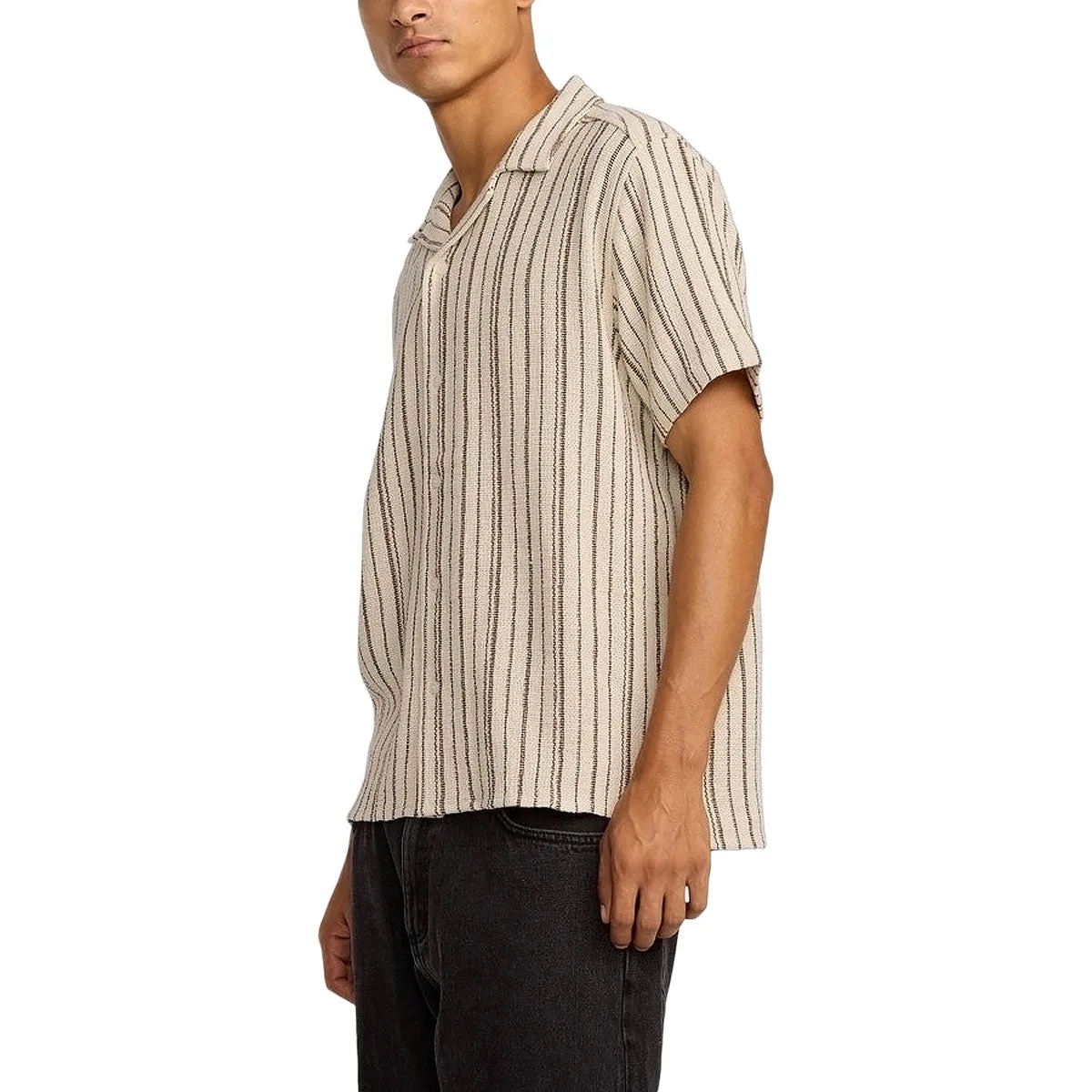 Geometric Pattern RVCA Vacancy Stripe Shirt - Ceramic