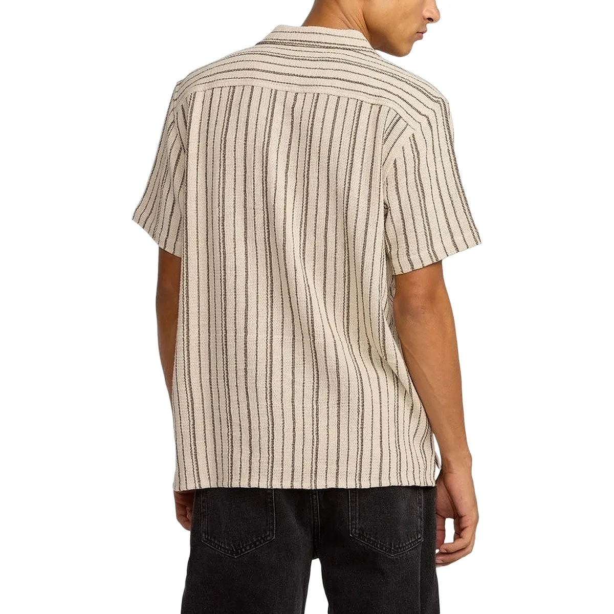 adult clothing RVCA Vacancy Stripe Shirt - Ceramic