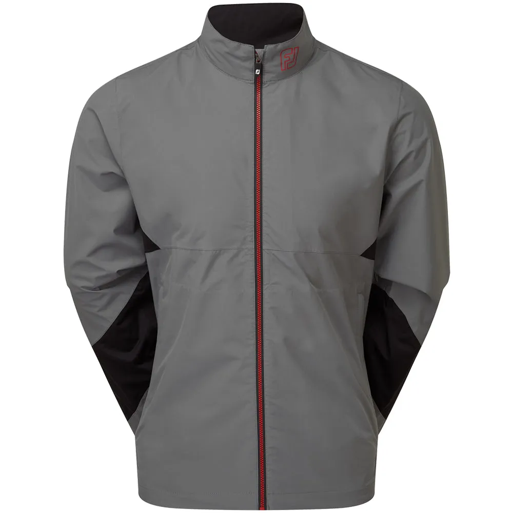 Non Chafing Neckline High Collar Options FootJoy HydroLite X Waterproof Jacket - Charcoal/Black & Red