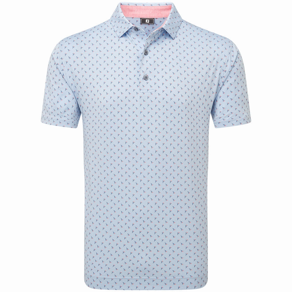 FootJoy Flower Bud Foulard Lisle Polo Shirt - Skyway Seam Free Edging