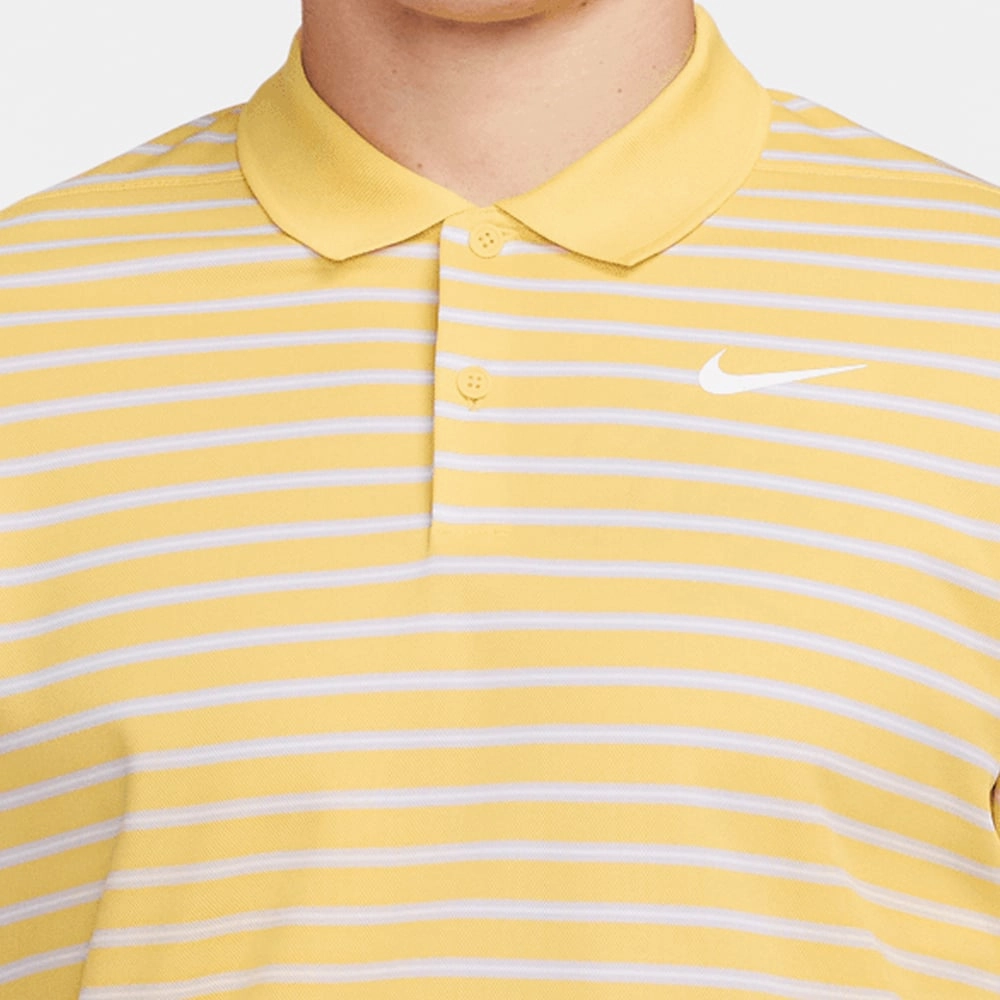 Nike Dri-FIT Victory Striped Polo Shirt - Topaz Gold/White timeless cycling outfit
