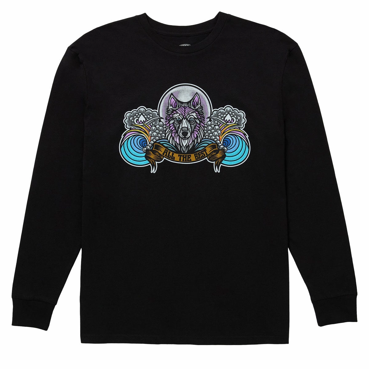 1910 HHHowler Long Sleeve T-Shirt - Vintage Black Stretchable Collar Band Minimalist Comfort