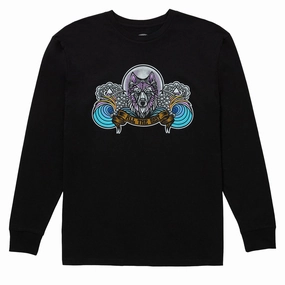 1910 HHHowler Long Sleeve T-Shirt - Vintage Black Stretchable Collar Band Minimalist Comfort