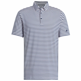 Relaxed Design adidas Ultimate365 Stripe Polo Shirt - White/Collegiate Navy