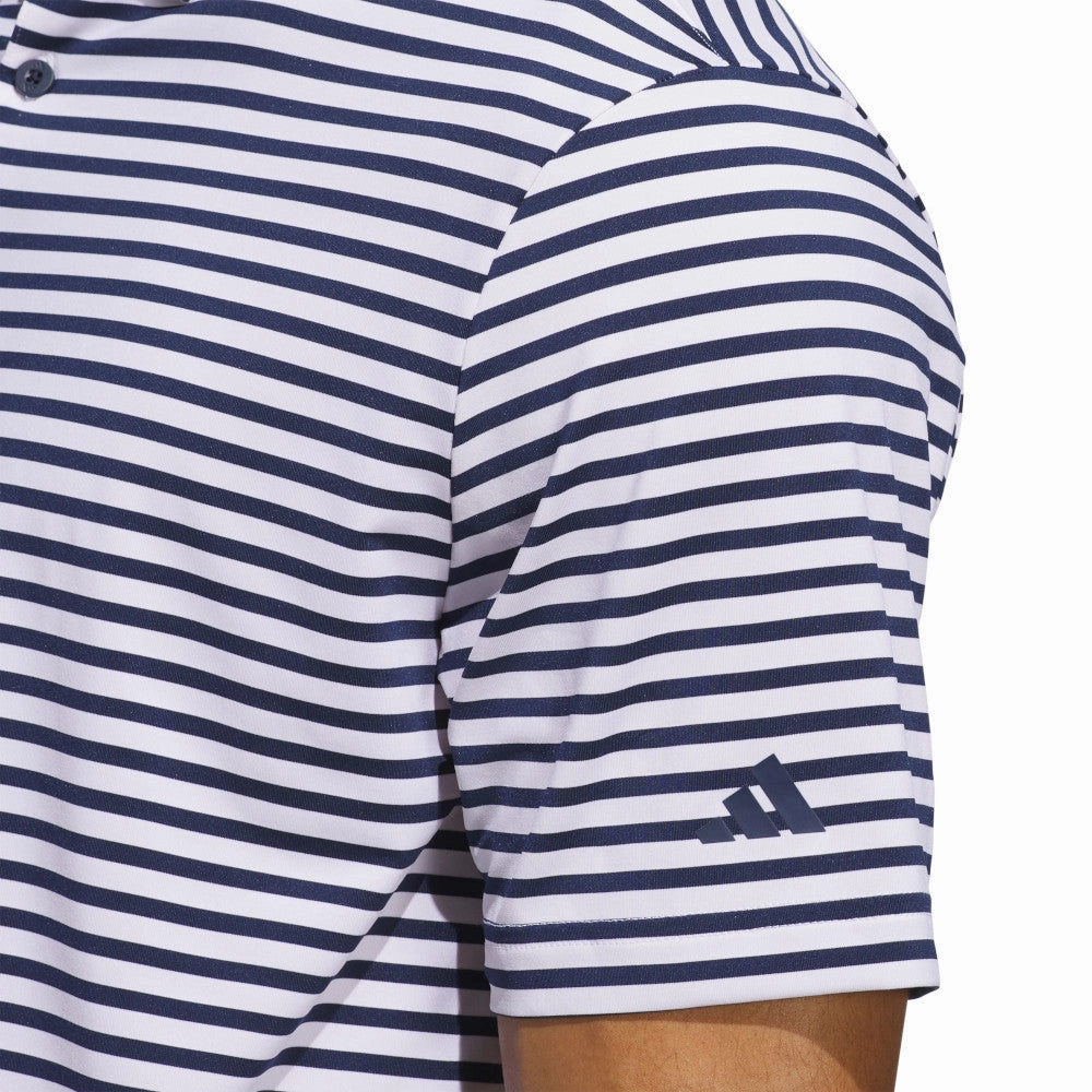 adidas Ultimate365 Stripe Polo Shirt - White/Collegiate Navy Chafe Free Armhole