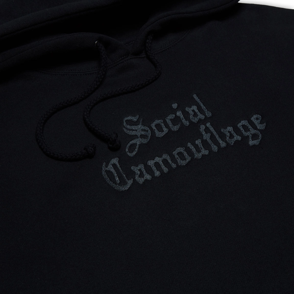 Oversized Silhouette CCS Social Camouflage Embroidered Hoodie - Black