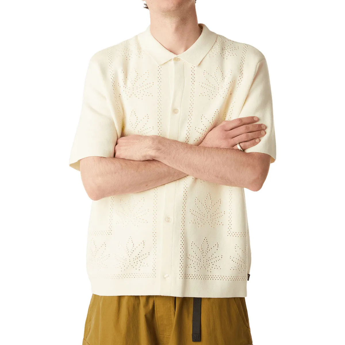 HUF Plantlife Perforated Knit Shirt - Natural Retro Vibe