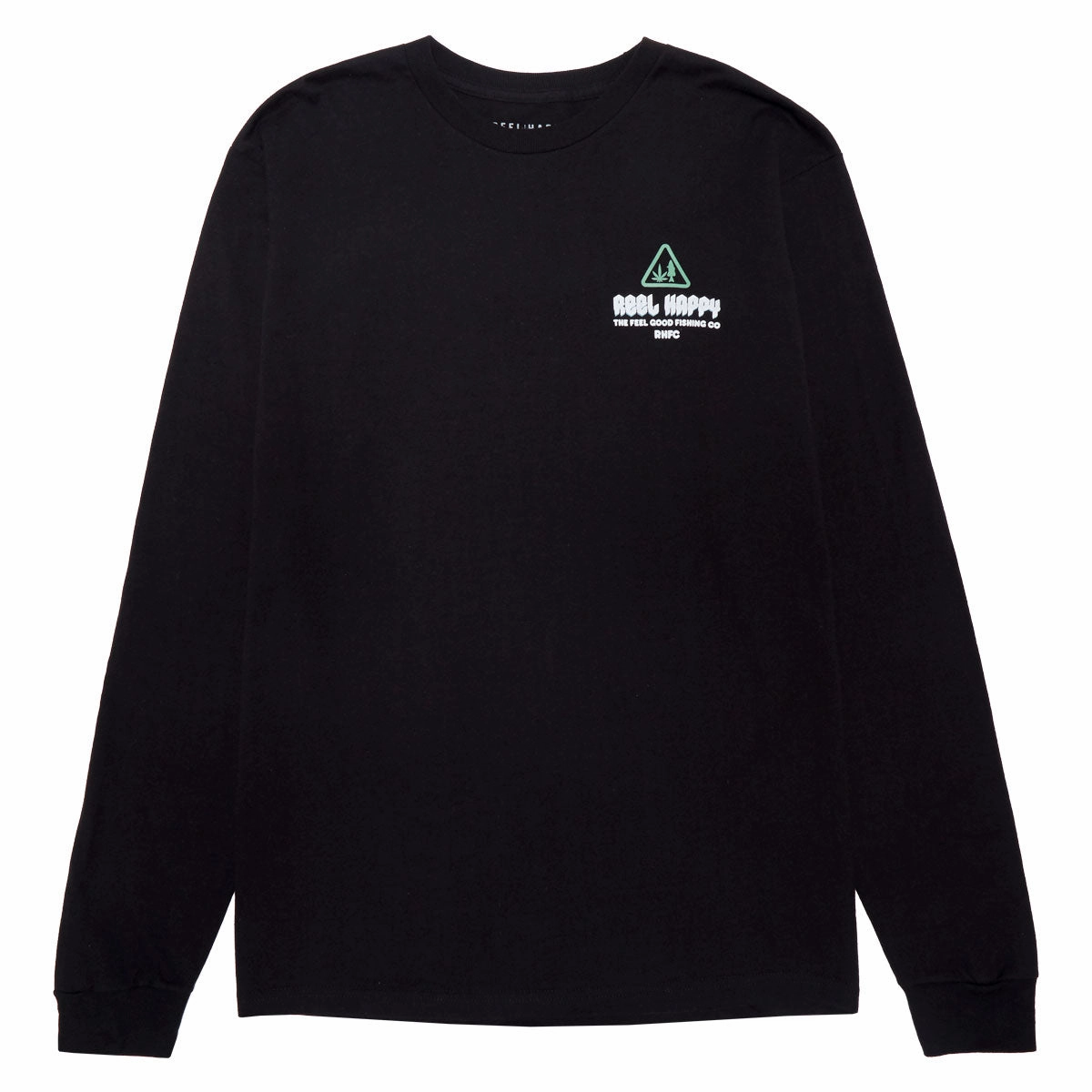 Minimalist Comfort Moisture Control Fabric Reel Happy Smokey Vibes Long Sleeve T-Shirt - Black