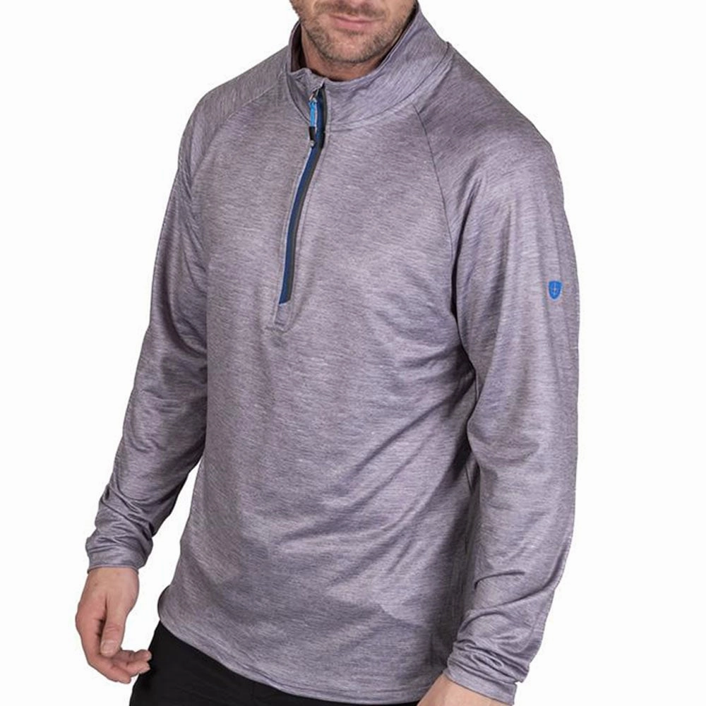 Muscular Frame Island Green Raglan Sleeve Top Layer - Light Grey Marl/Mid Blue