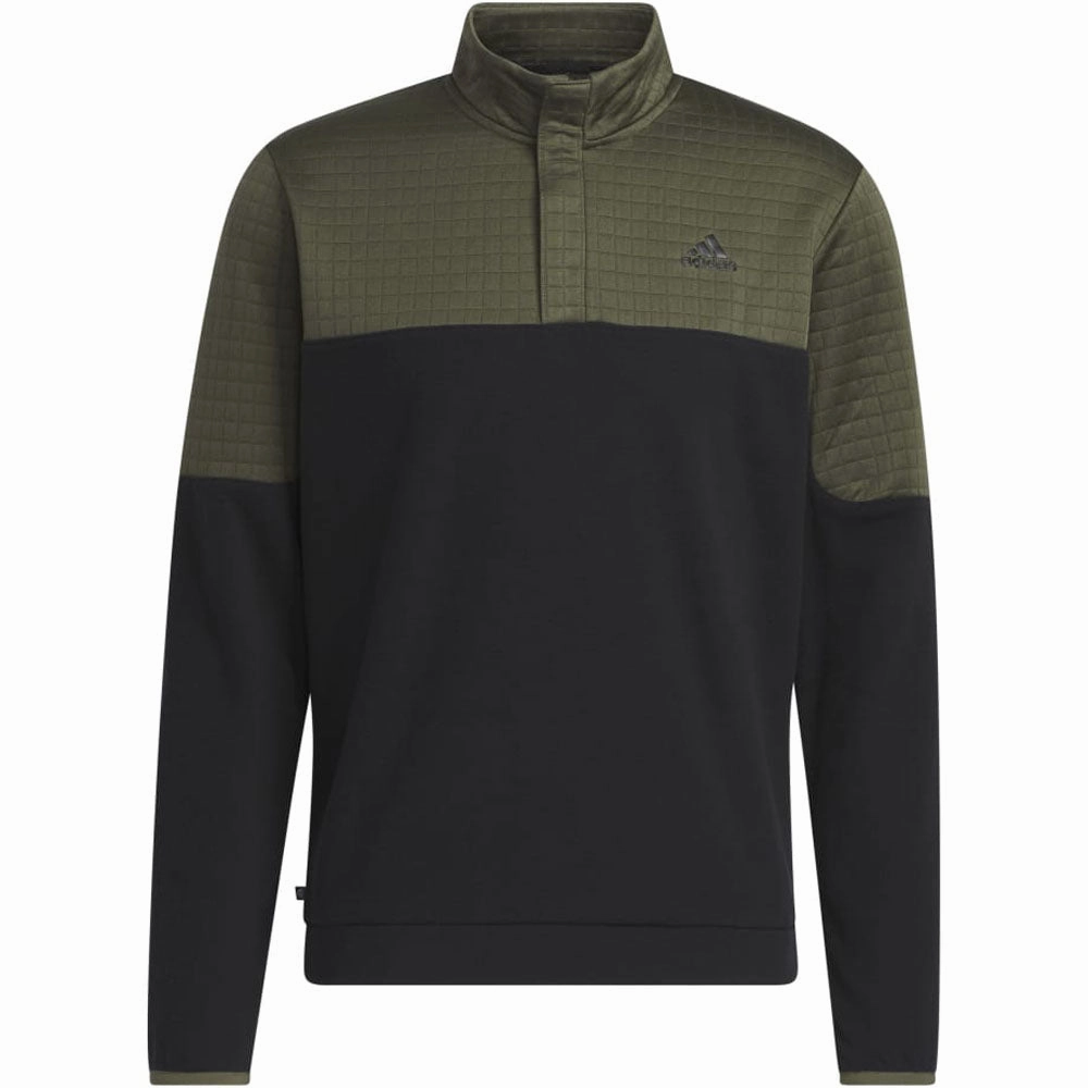 adidas DWR 1/4 Zip Pullover - Olive Strata/Black Wrinkle Resistant Petite Cut