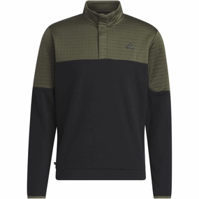 adidas DWR 1/4 Zip Pullover - Olive Strata/Black Wrinkle Resistant Petite Cut