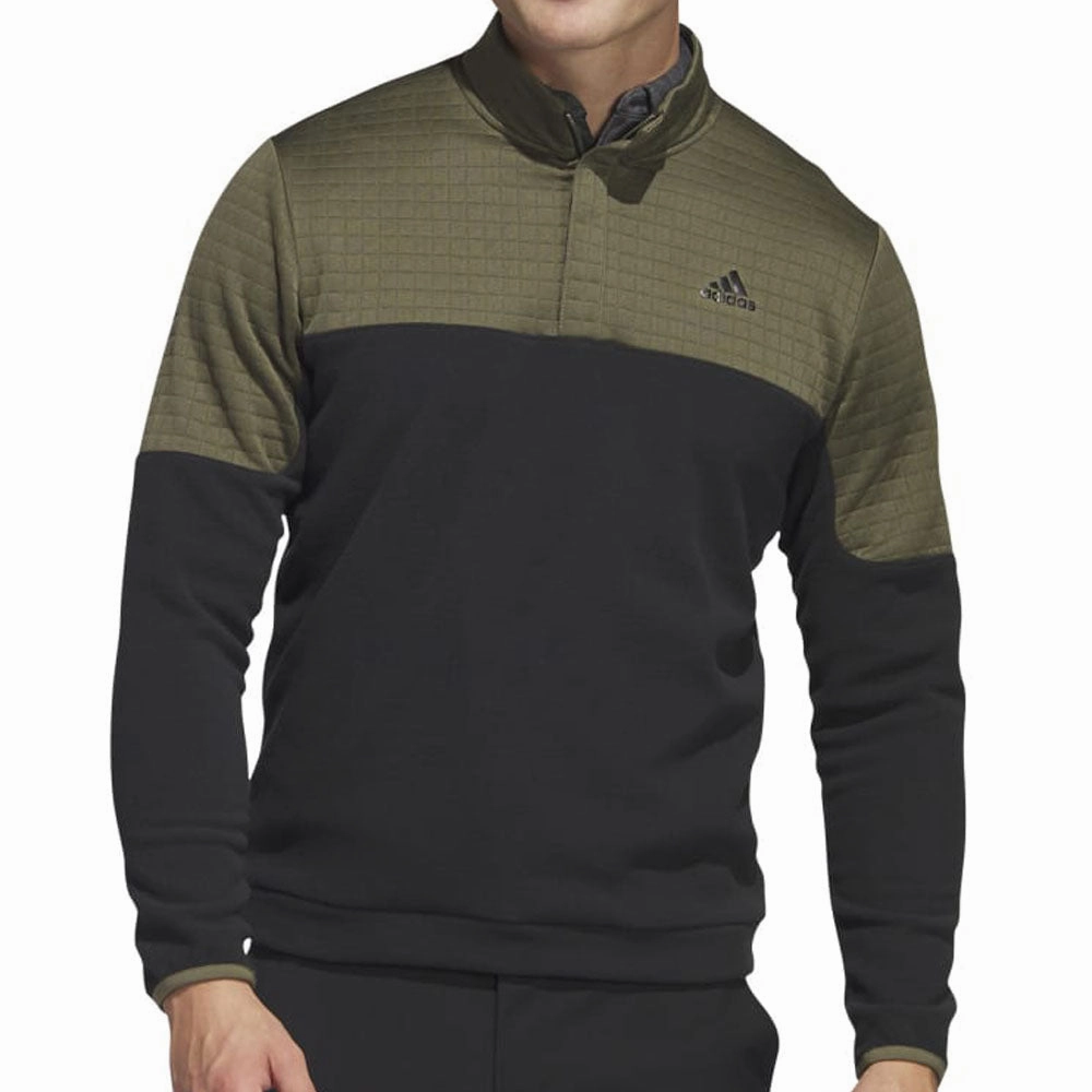 product thermal lining insulation Outdoor Fit adidas DWR 1/4 Zip Pullover - Olive Strata/Black