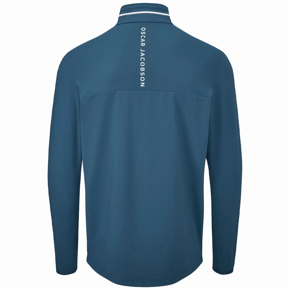 suitable for gifts Quilted Lining Oscar Jacobson Darwin 1/4 Zip Pullover - Teal/White